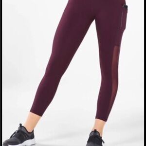 Fabletics Mila maroon High-Waisted Leggings active workout yoga sporty 15” waist